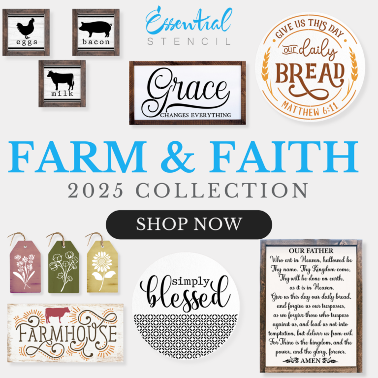 New Farm & Faith 2025 Collection available 03/23/2025 on the Essential Stencil App and Site