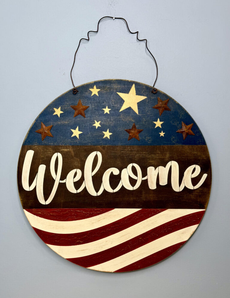 How to Make a Rustic American Flag Door Hanger (With Texture + Stencils)