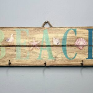 Beach Pallet Sign with Hooks | Coastal Wall Decor